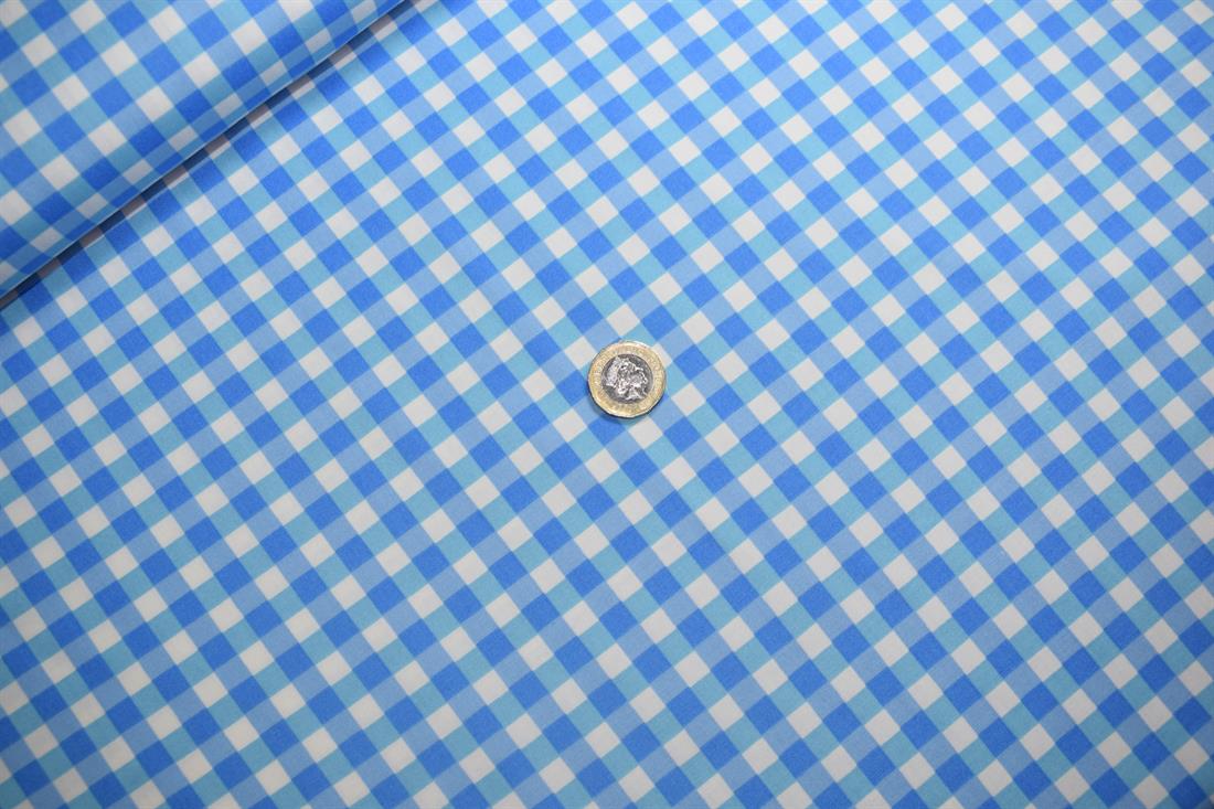 Blue Cotton Gingham Print