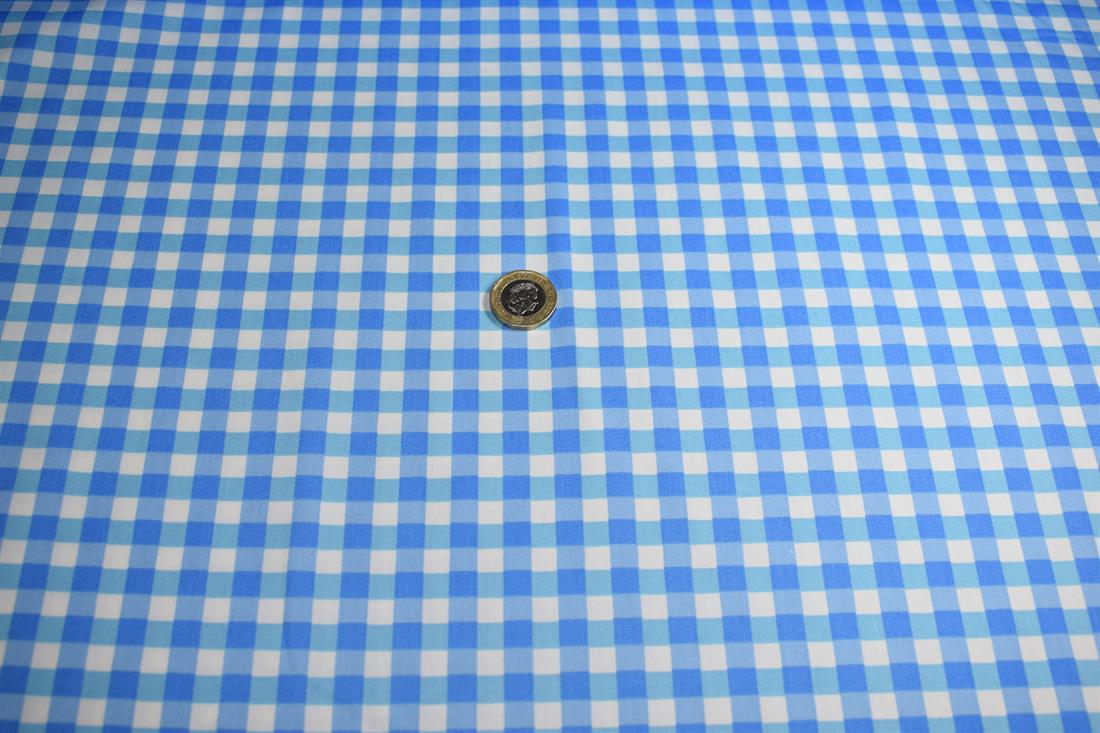 Blue Cotton Gingham Print