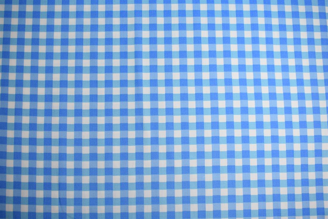 Blue Cotton Gingham Print
