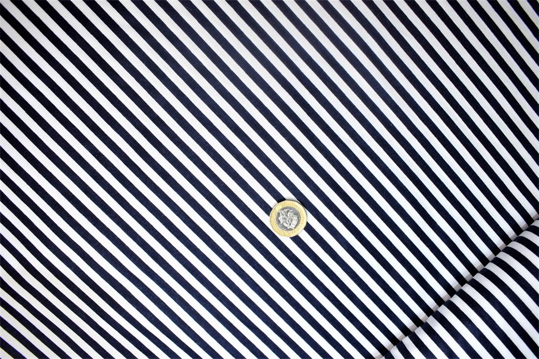 Navy & White Printed Cotton Pin Strips