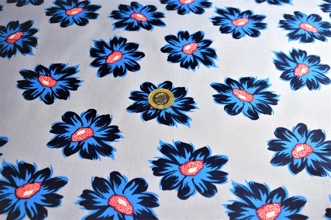 Grey & Blue Printed Cotton Fabrics