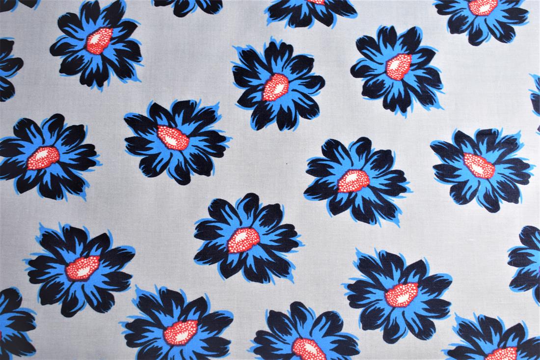 Grey & Blue Printed Cotton Fabrics