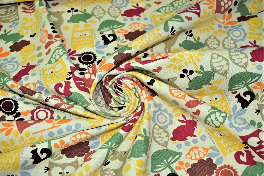 Yellow Cotton Sunflower Animal Print