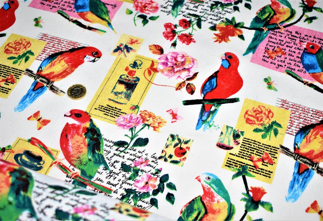 COL 1 Cotton Parrot Print Canvas