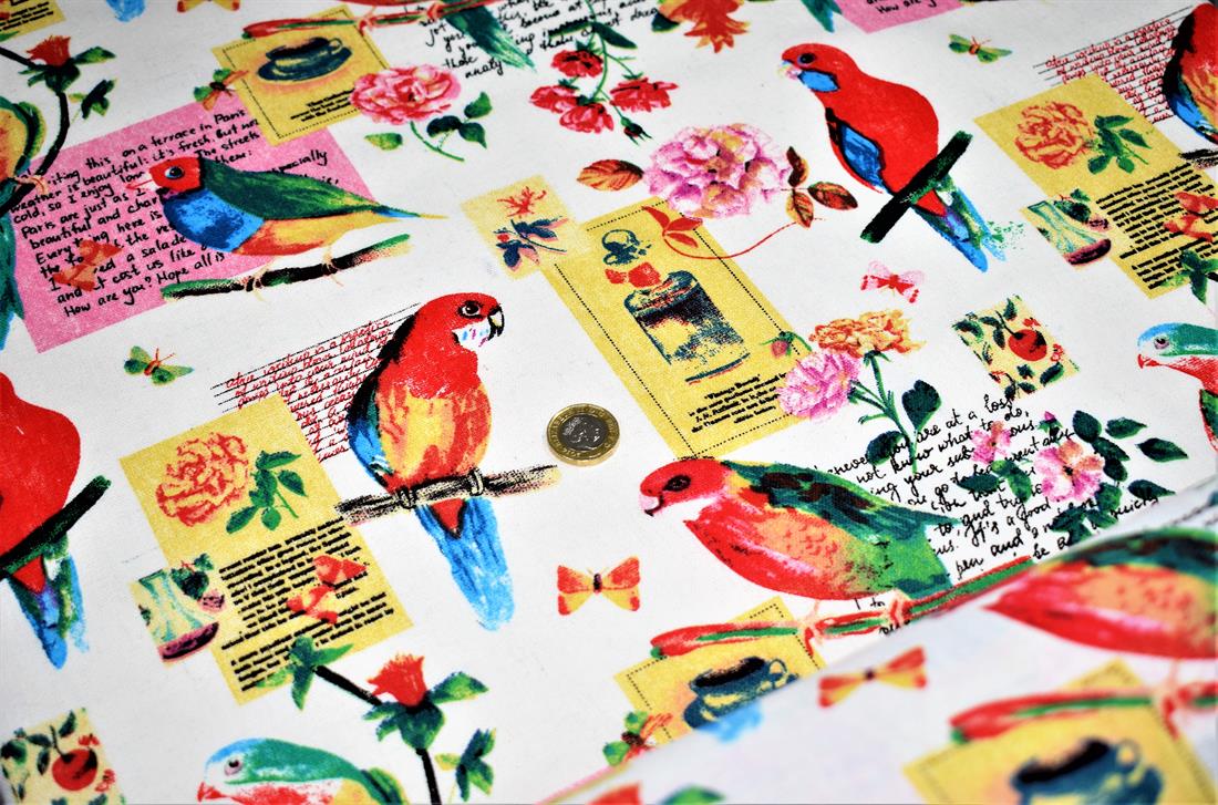 COL 1 Cotton Parrot Print Canvas