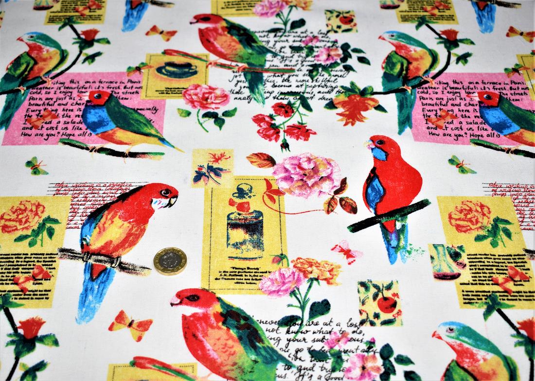COL 1 Cotton Parrot Print Canvas