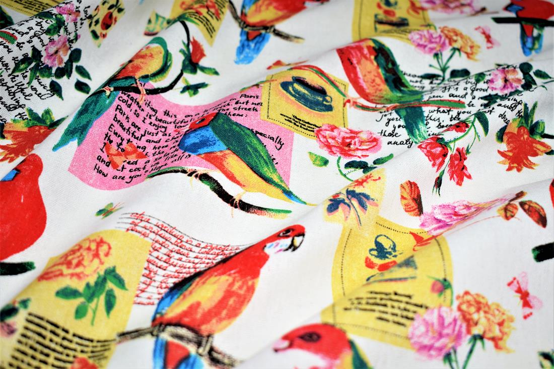 COL 1 Cotton Parrot Print Canvas