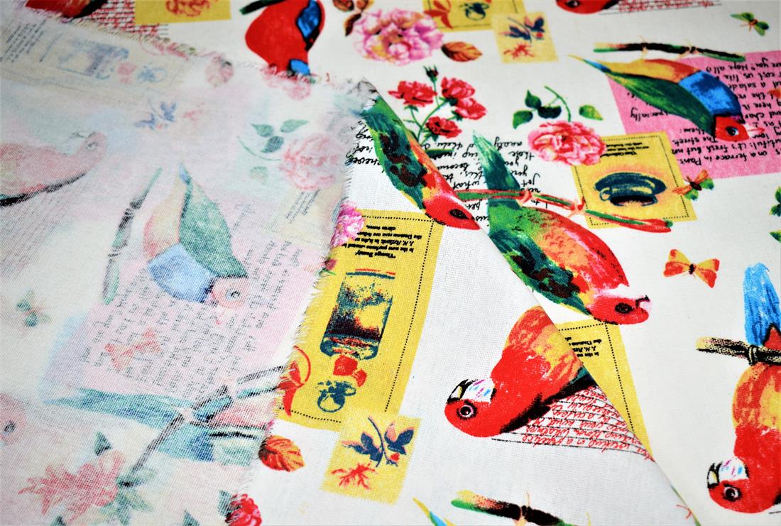 COL 1 Cotton Parrot Print Canvas