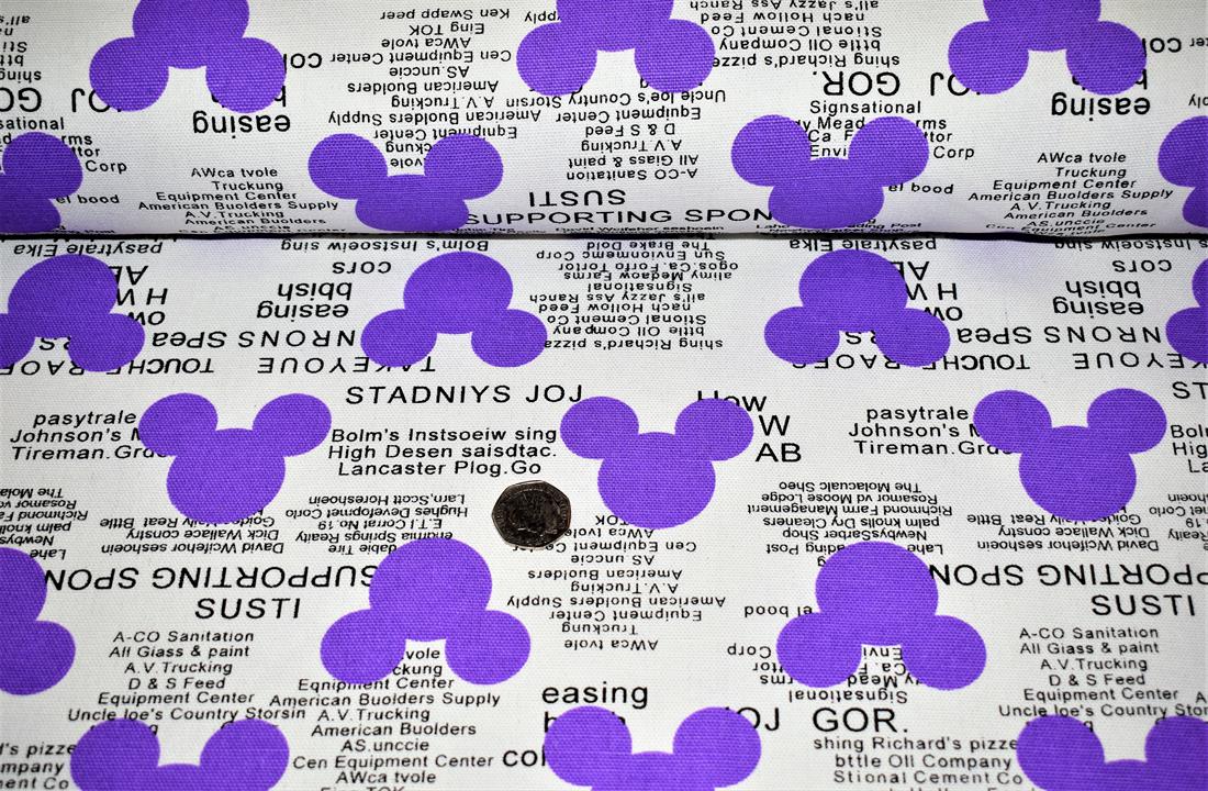 White & Purple Cotton Mickey Mouse