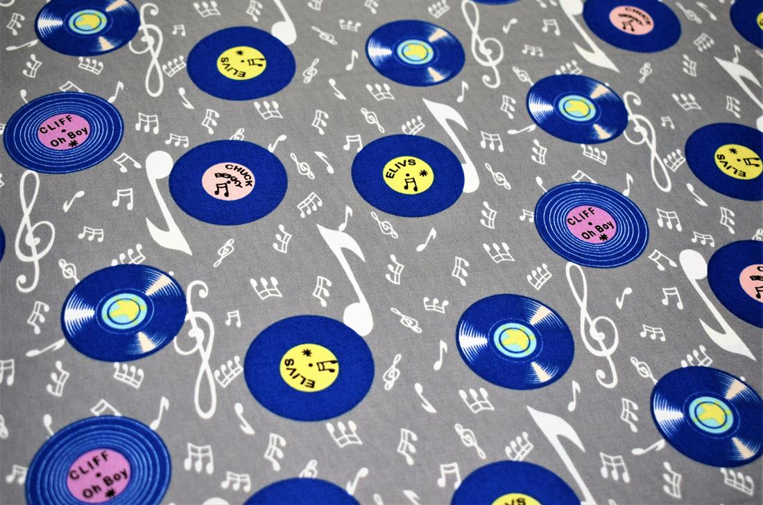 Grey & Blue Printed Cotton Music Musical