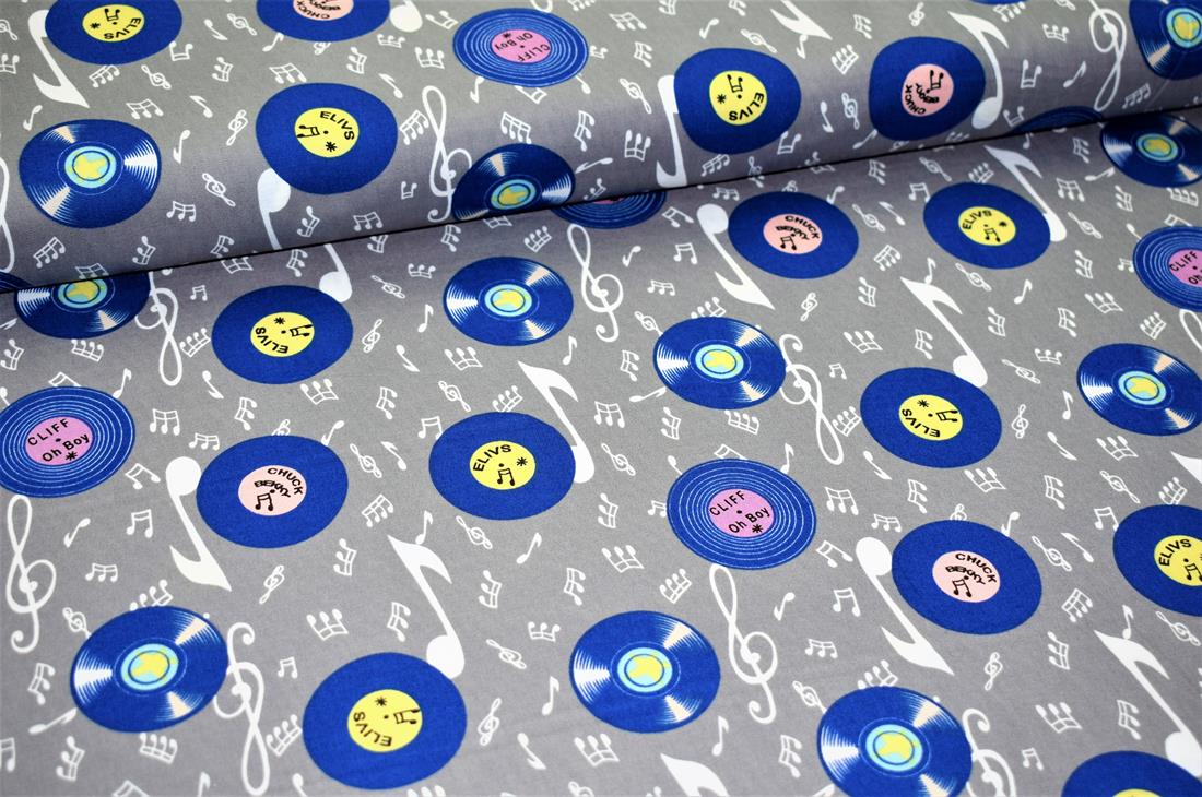 Grey & Blue Printed Cotton Music Musical
