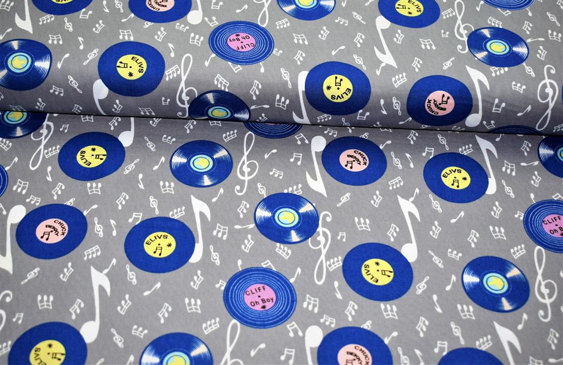 Grey & Blue Printed Cotton Music Musical