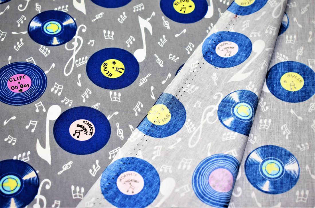 Grey & Blue Printed Cotton Music Musical