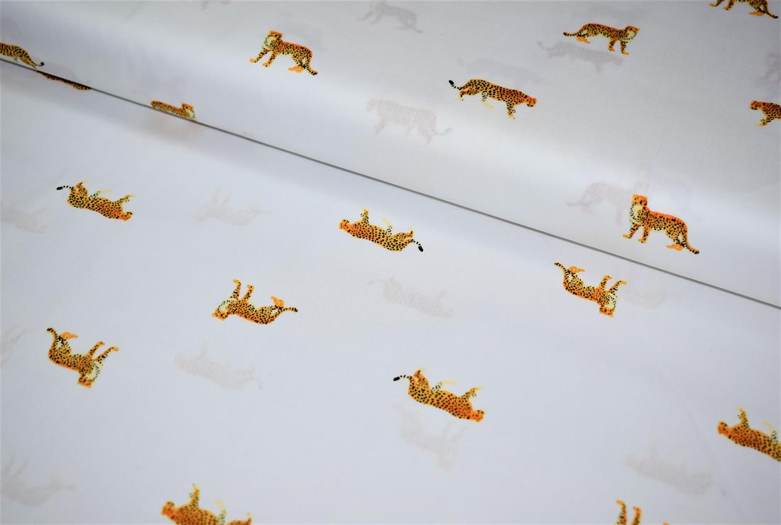 White Cotton Tiger Print