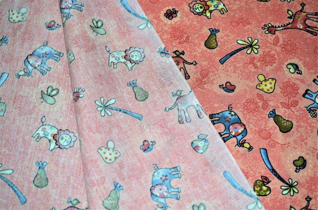 Dusky Pink Cotton Animal Printed Print