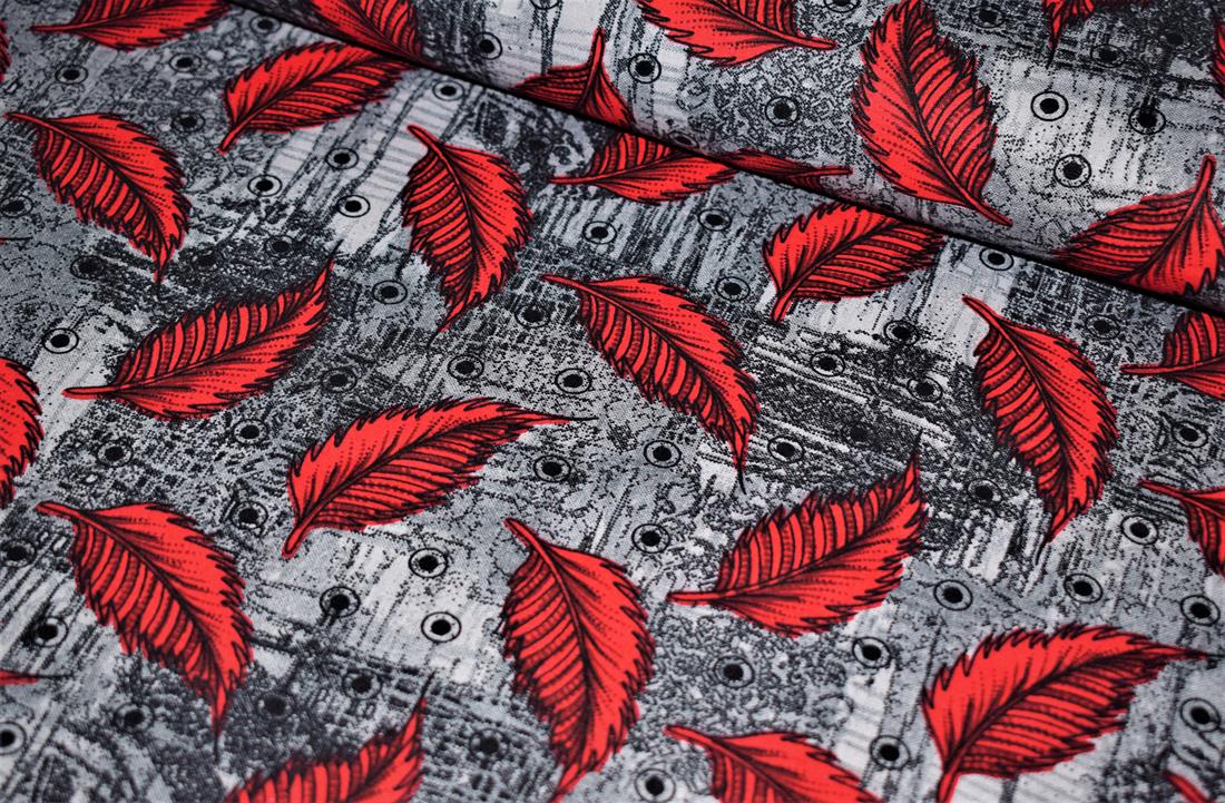 Black & RED Cotton Leaves Printed