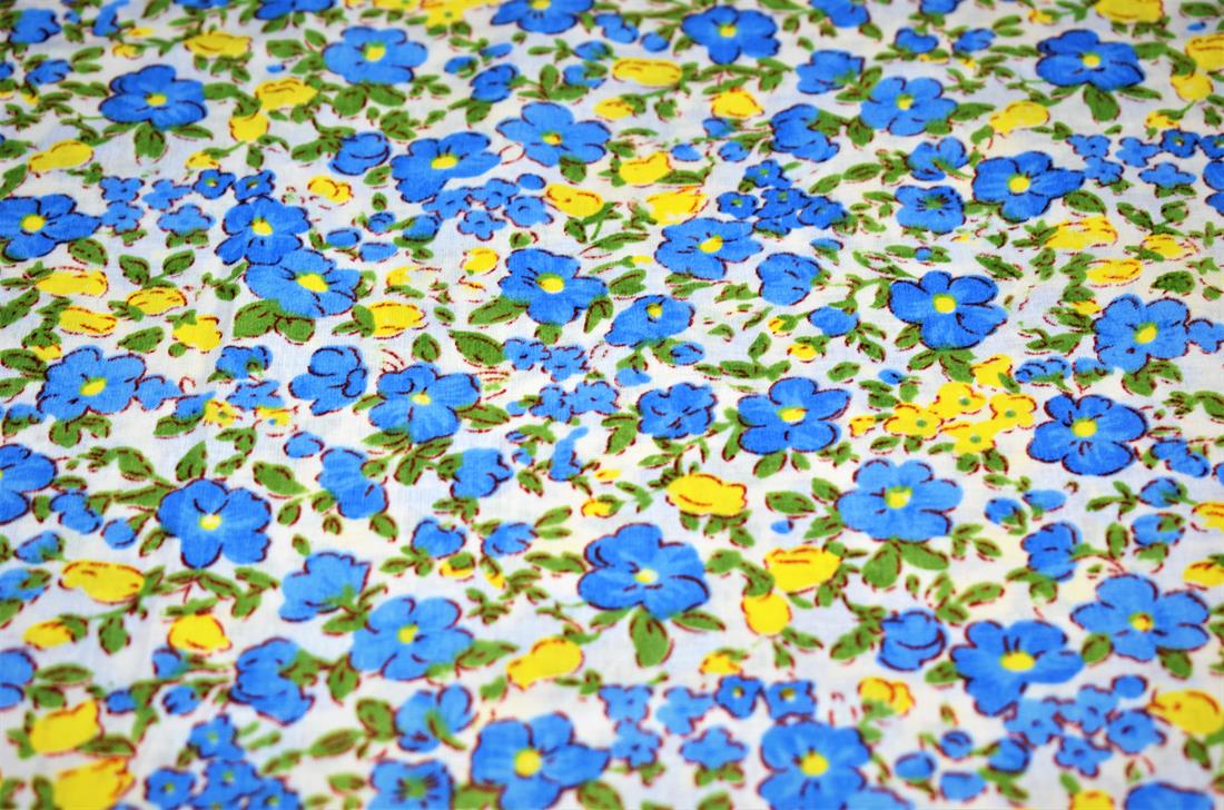 Blue Cotton Flower Print Design