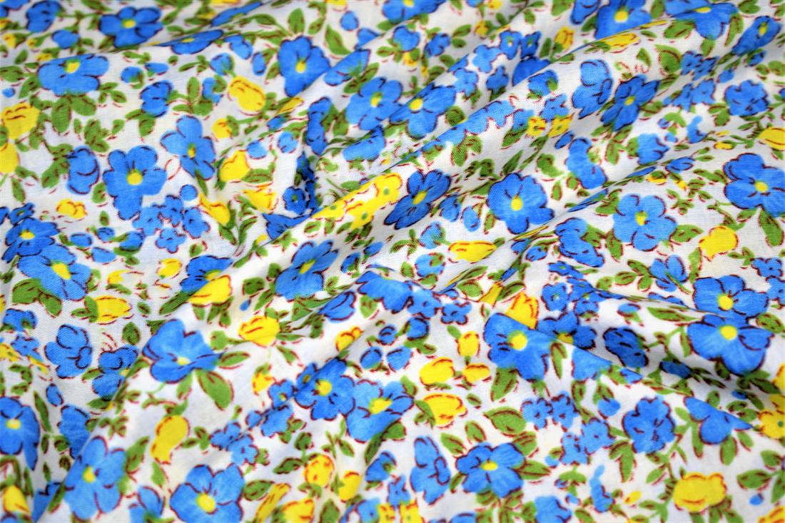 Blue Cotton Flower Print Design