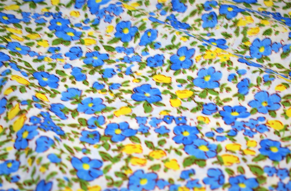 Blue Cotton Flower Print Design