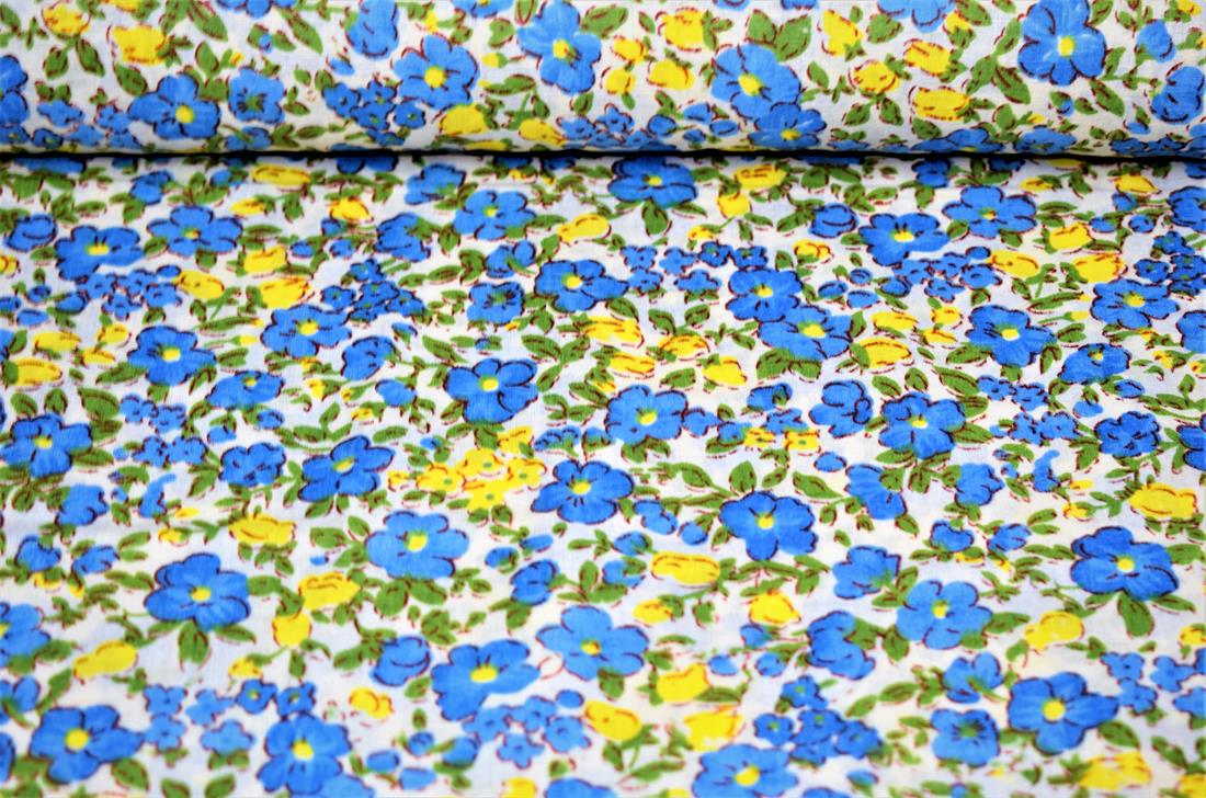 Blue Cotton Flower Print Design