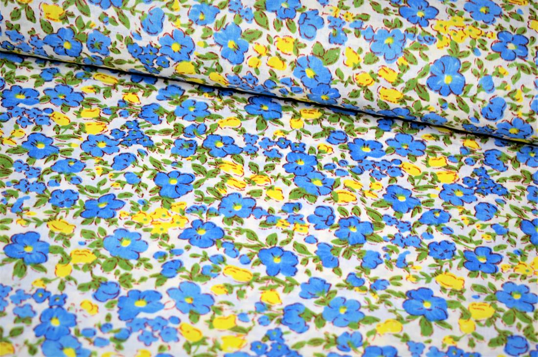 Blue Cotton Flower Print Design