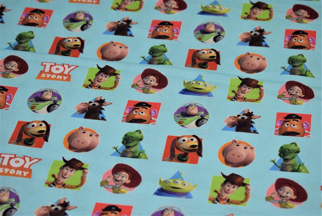 Sky Blue Printed Cotton Toy Story