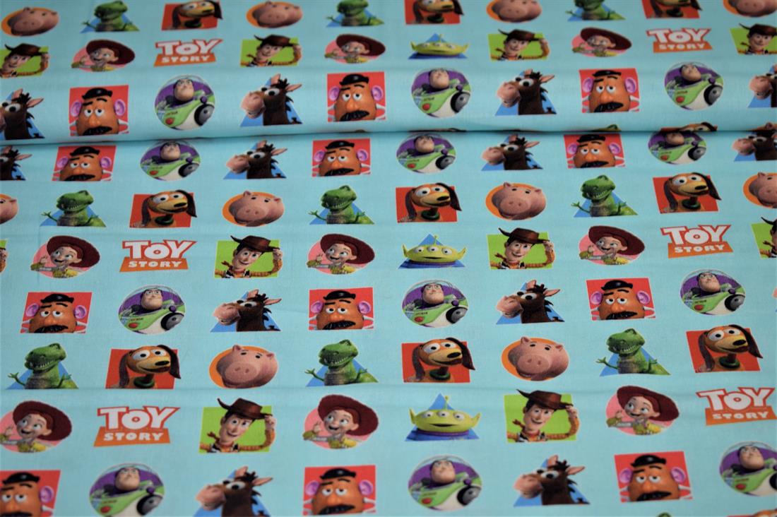 Sky Blue Printed Cotton Toy Story
