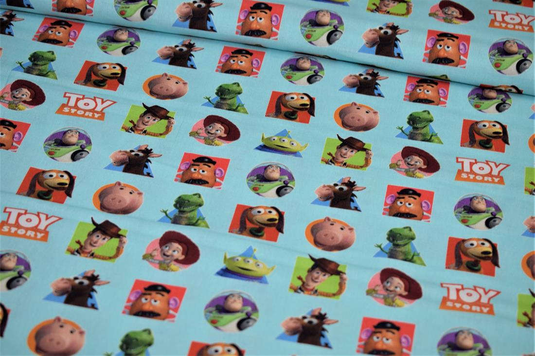 Sky Blue Printed Cotton Toy Story