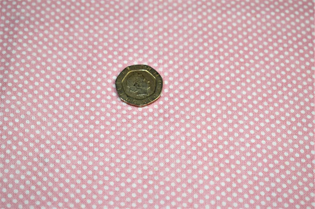 Pink & White Cotton Pin Spots Print