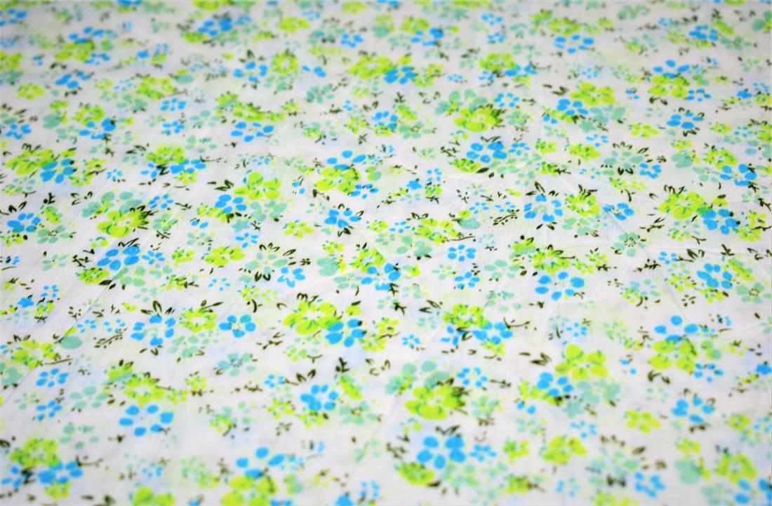 White & Blue Cotton Flower Print