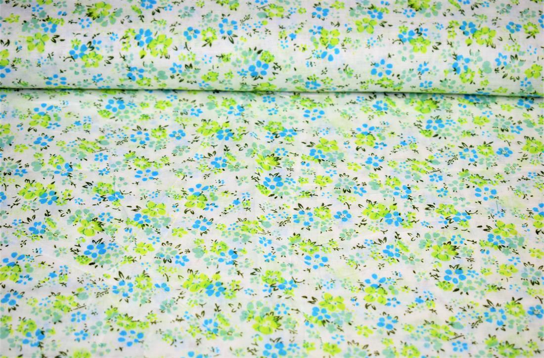 White & Blue Cotton Flower Print