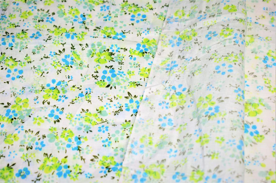 White & Blue Cotton Flower Print
