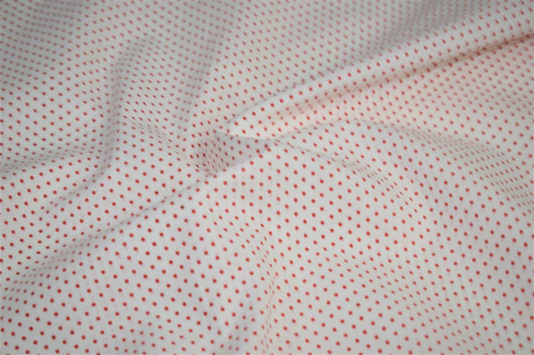 White & Red Printed Cotton Pin Spots