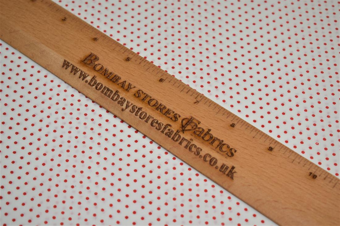 White & Red Printed Cotton Pin Spots