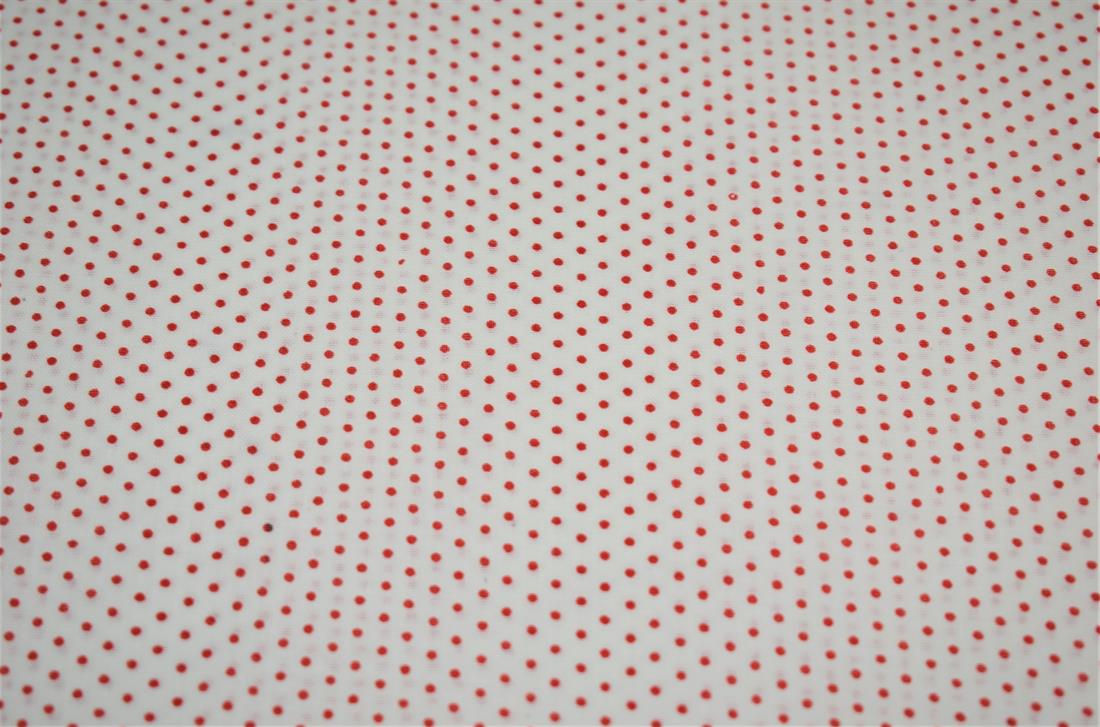 White & Red Printed Cotton Pin Spots