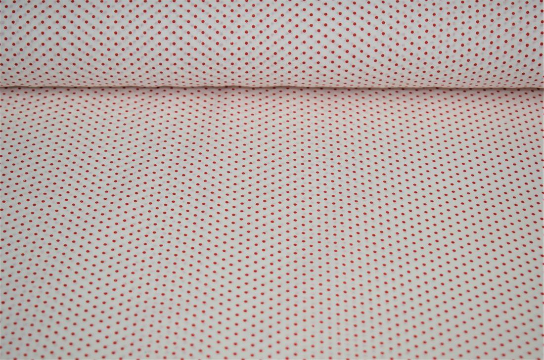 White & Red Printed Cotton Pin Spots