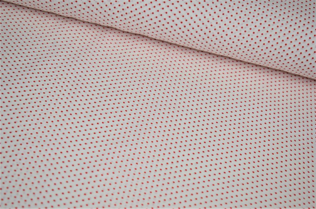 White & Red Printed Cotton Pin Spots
