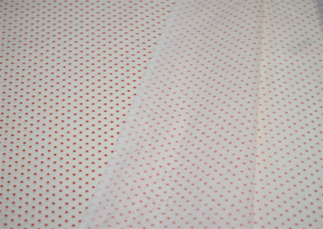 White & Red Printed Cotton Pin Spots