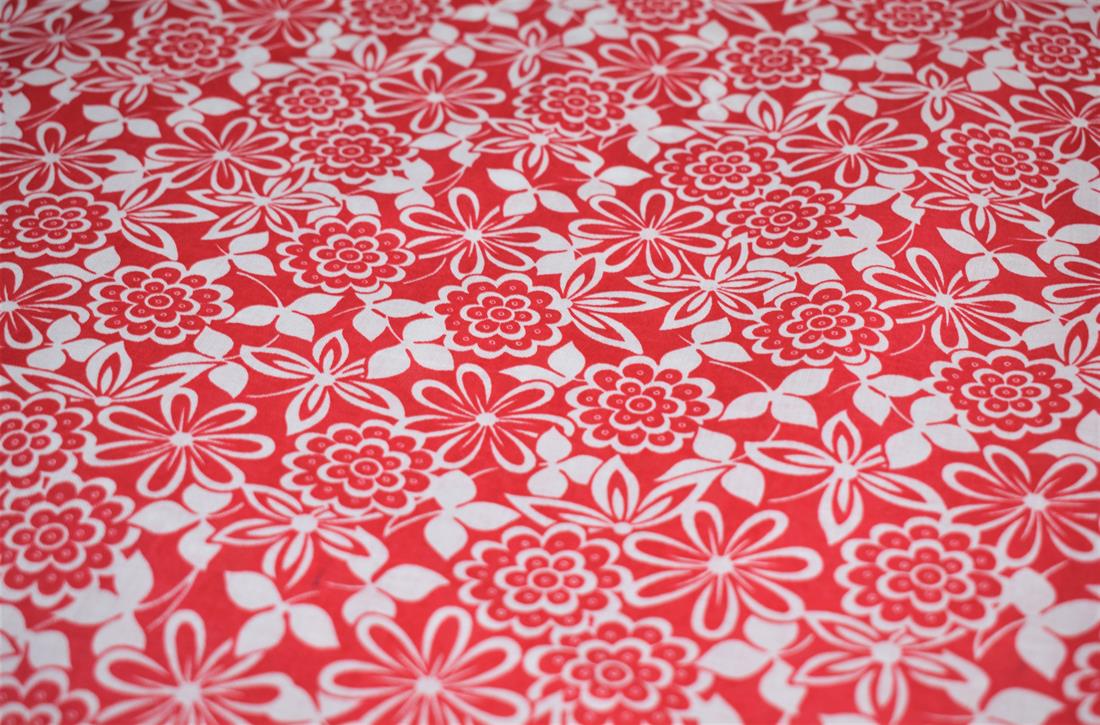 RED & White Cotton Flower Print