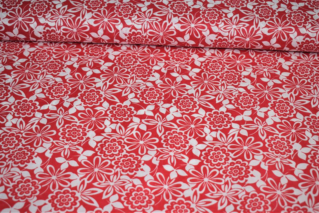 RED & White Cotton Flower Print