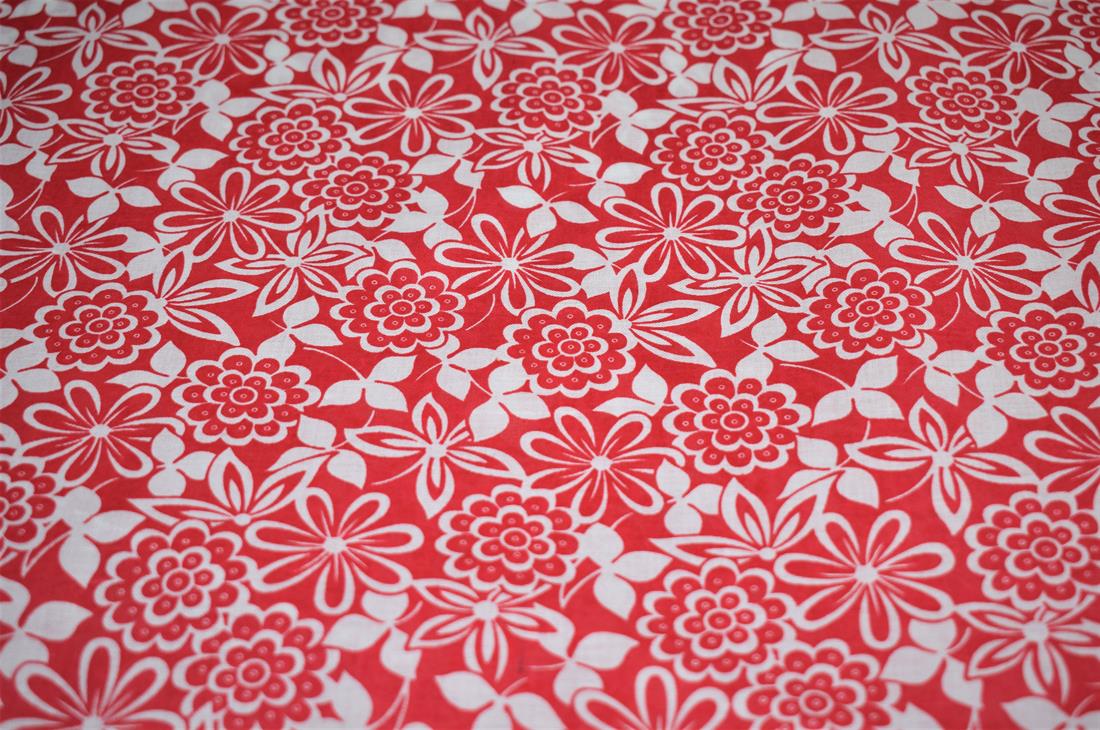 RED & White Cotton Flower Print