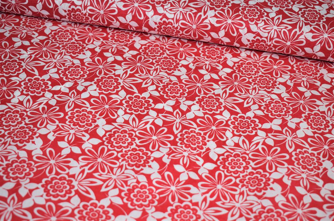 RED & White Cotton Flower Print