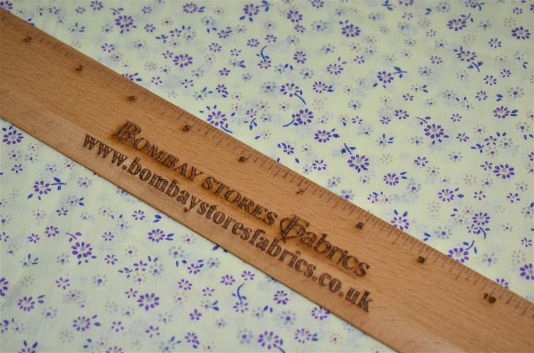 White & Purple Cotton White&Purple Flower Print