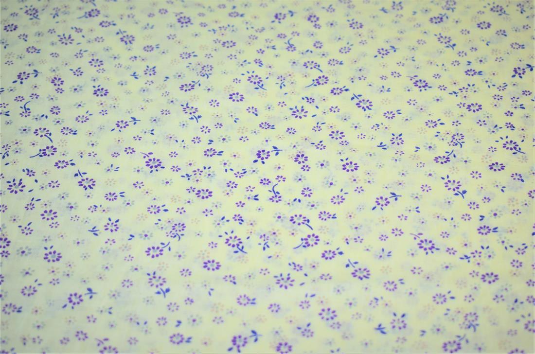 White & Purple Cotton White&Purple Flower Print