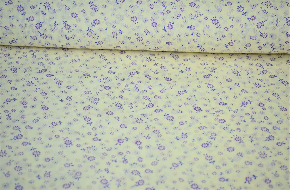 White & Purple Cotton White&Purple Flower Print