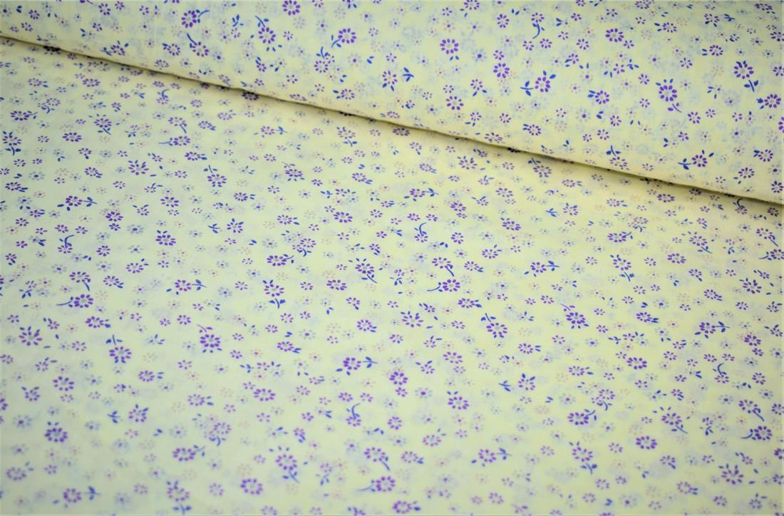 White & Purple Cotton White&Purple Flower Print