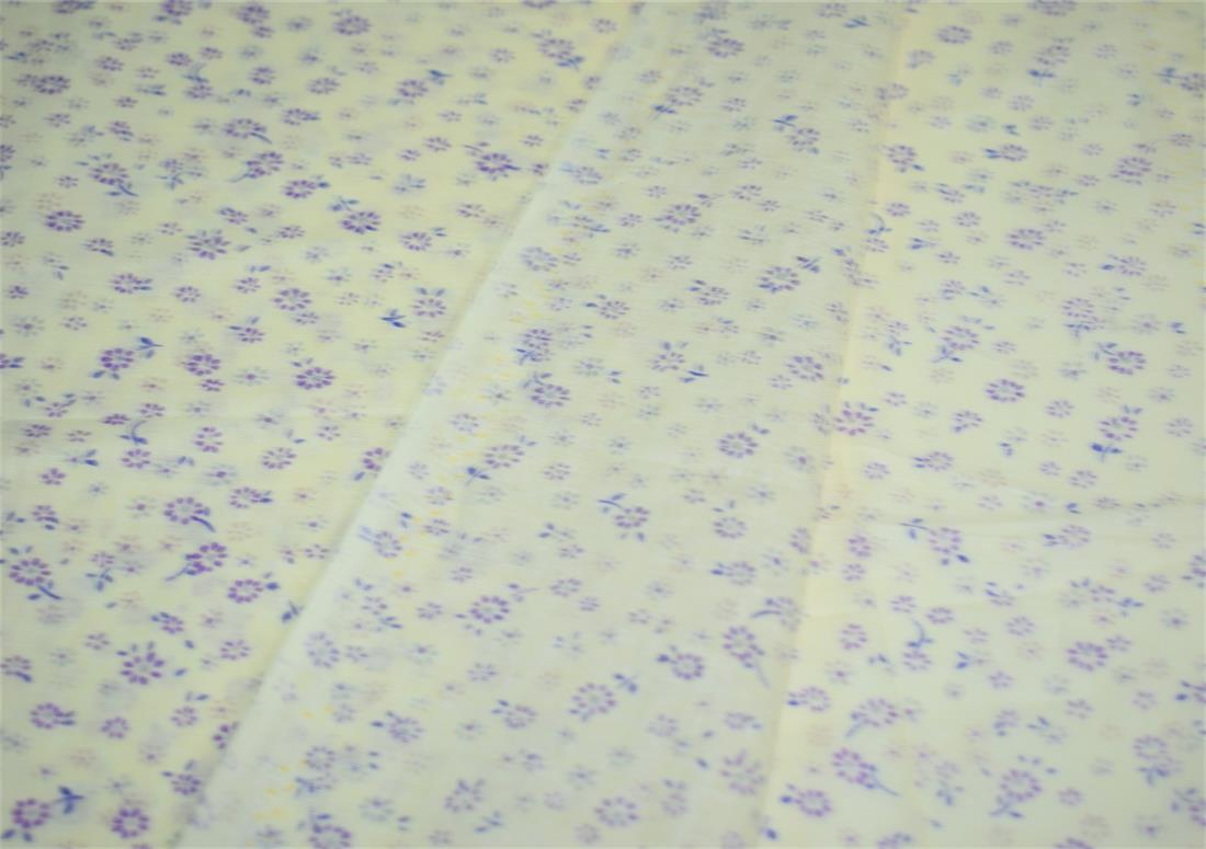 White & Purple Cotton White&Purple Flower Print