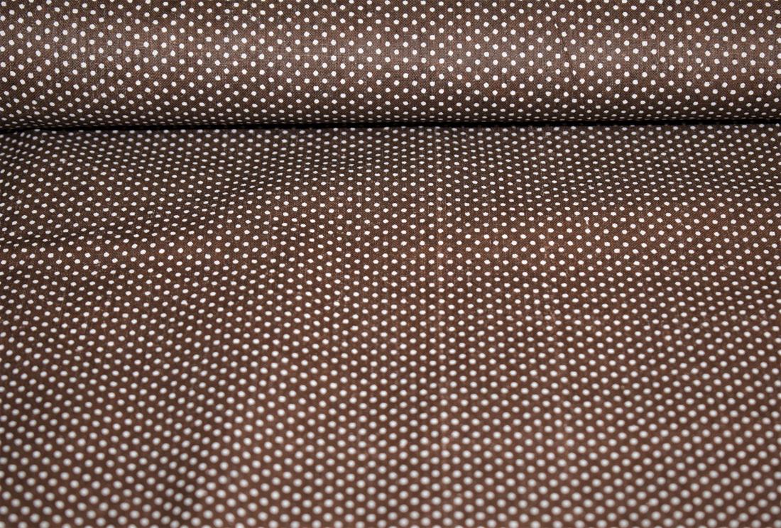 Brown & White Cotton & Spots Print
