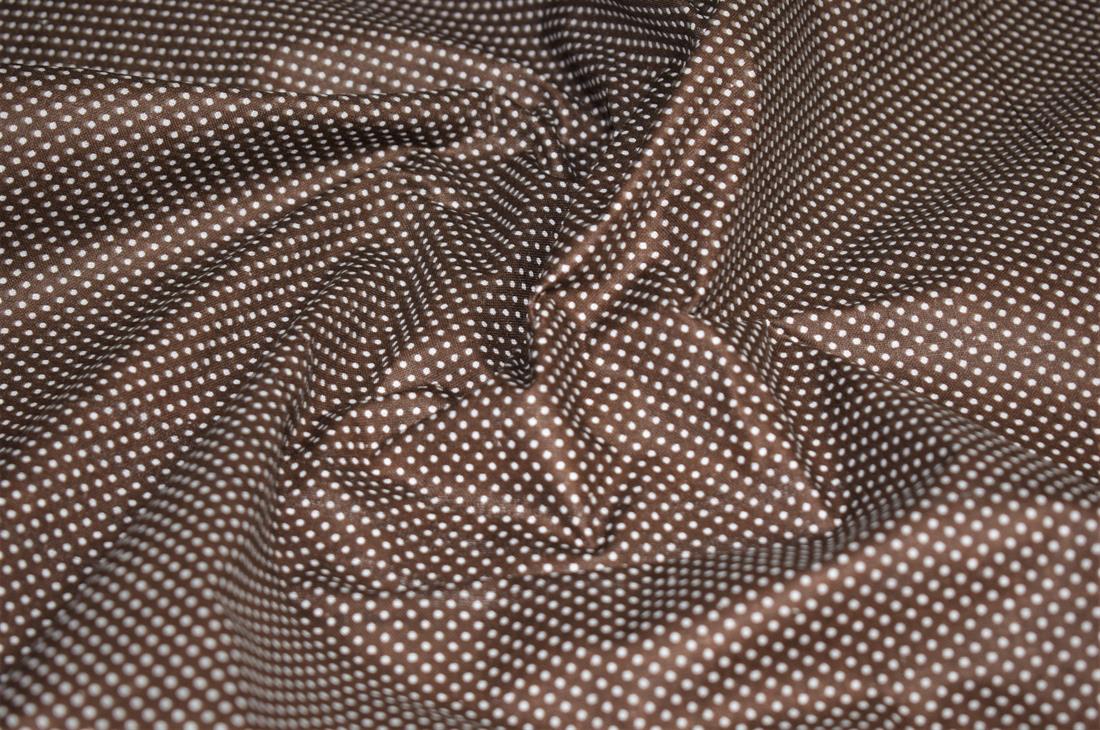 Brown & White Cotton & Spots Print