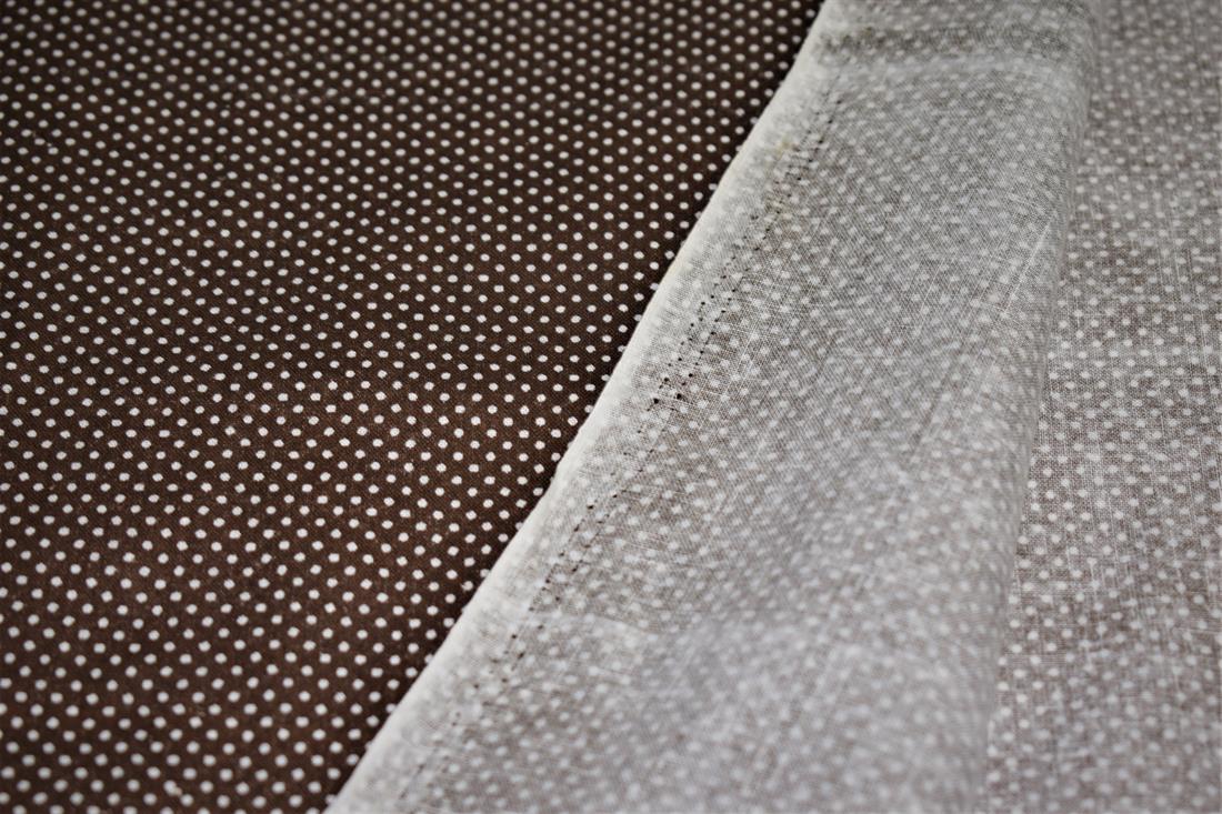 Brown & White Cotton & Spots Print